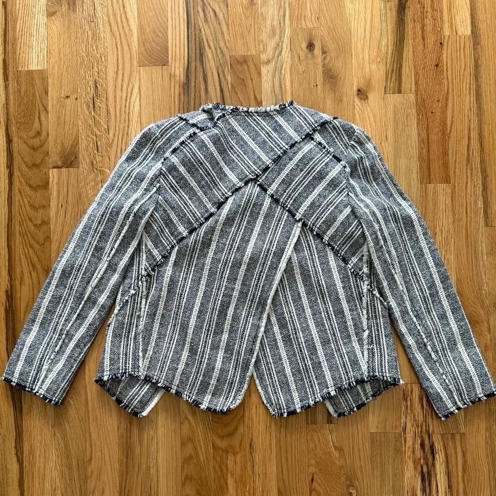 Derek Lam 10 Crosby Angled Lapel Tweed Jacket • Midnight Stripe • Size 4